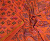 Sanskriti Vintage Sarees Red From India Printed Pure Silk Sari 5yd Craft Sustainable Fabric