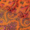 Sanskriti Vintage Sarees Red From India Printed Pure Silk Sari 5yd Craft Sustainable Fabric