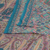 Sanskriti Vintage Sarees Blue 100% Pure Silk Geometric Print Sari Craft Fabric