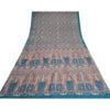 Sanskriti Vintage Sarees Blue 100% Pure Silk Geometric Print Sari Craft Fabric