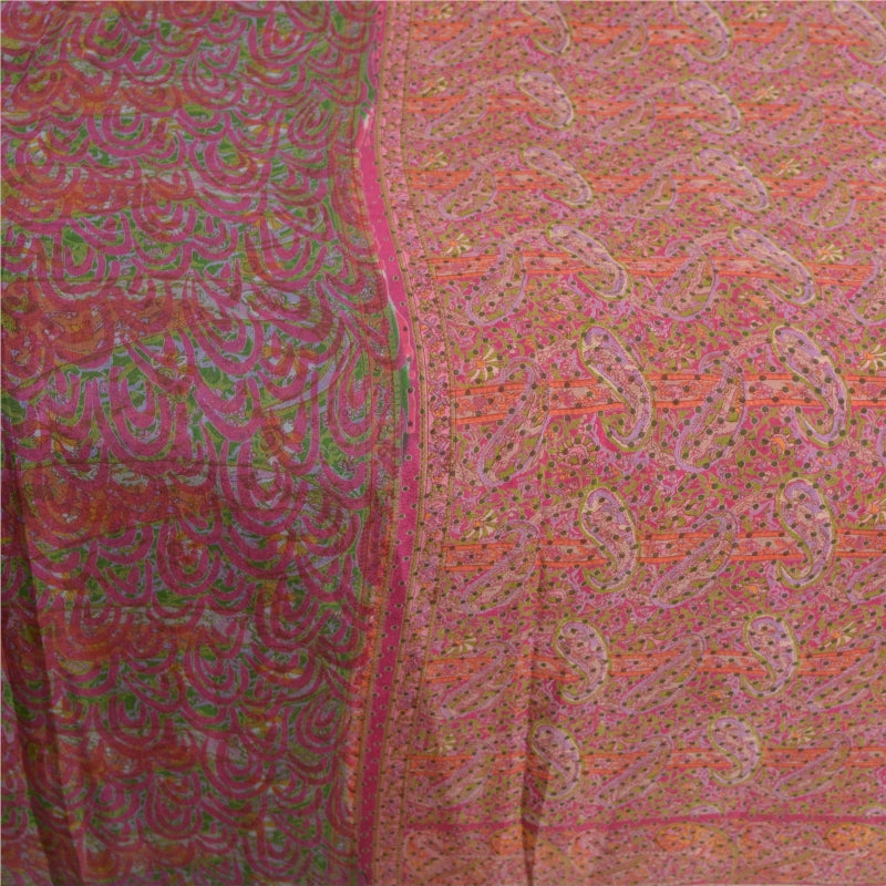Sanskriti Vintage Sarees From India Multi Pure Silk Printed Sari Craft Sustainable Fabric