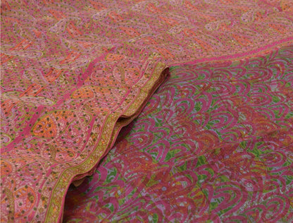 Sanskriti Vintage Sarees From India Multi Pure Silk Printed Sari Craft Sustainable Fabric