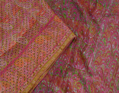 Sanskriti Vintage Sarees From India Multi Pure Silk Printed Sari Craft Sustainable Fabric