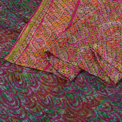 Sanskriti Vintage Sarees From India Multi Pure Silk Printed Sari Craft Sustainable Fabric