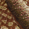 Sanskriti Vintage Sarees Red & Brown Pure Silk Floral Printed 6+YDSari Fabric