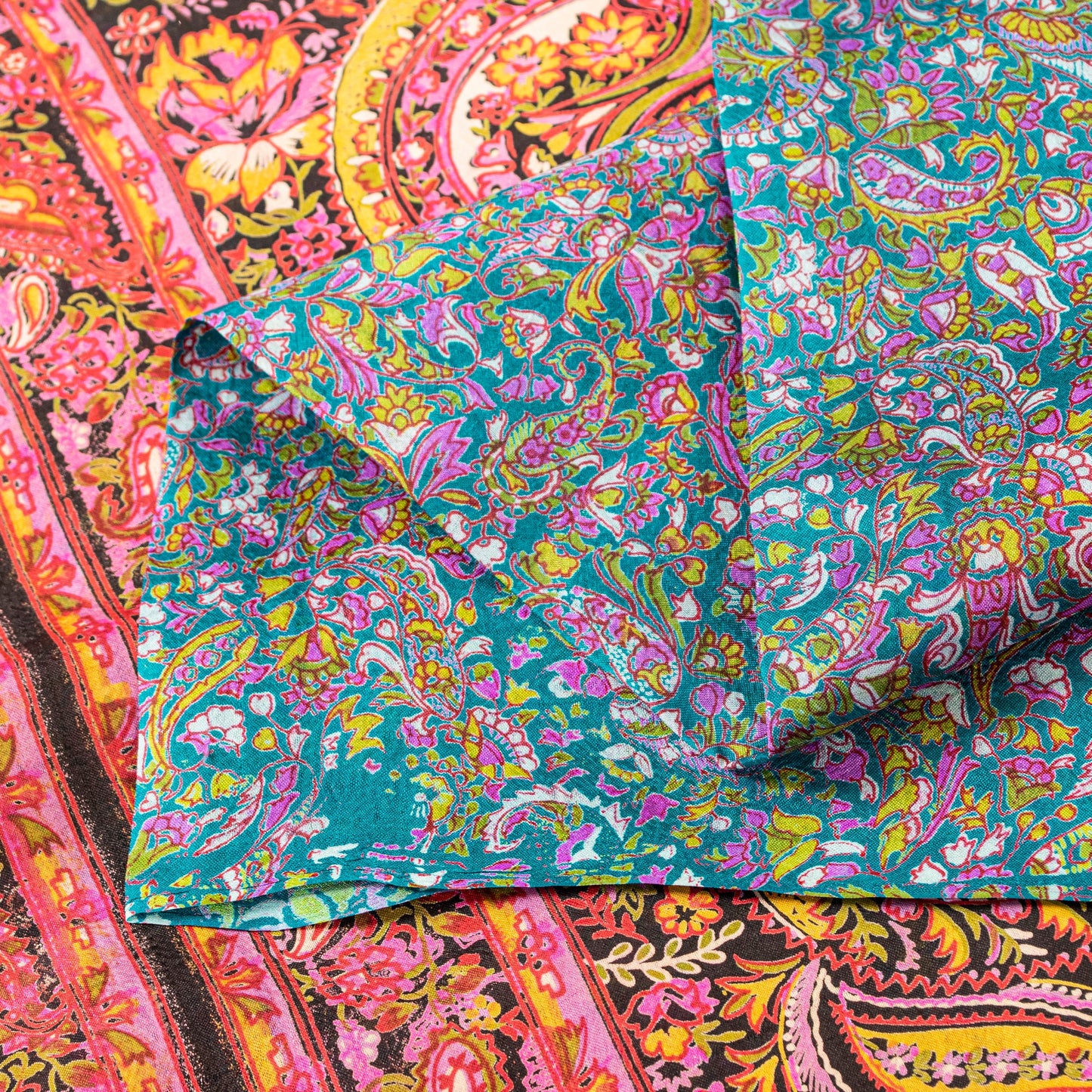 Sanskriti Vintage Sarees Indian Blue Pure Silk Paisley Printed Sari 6+YYD Craft