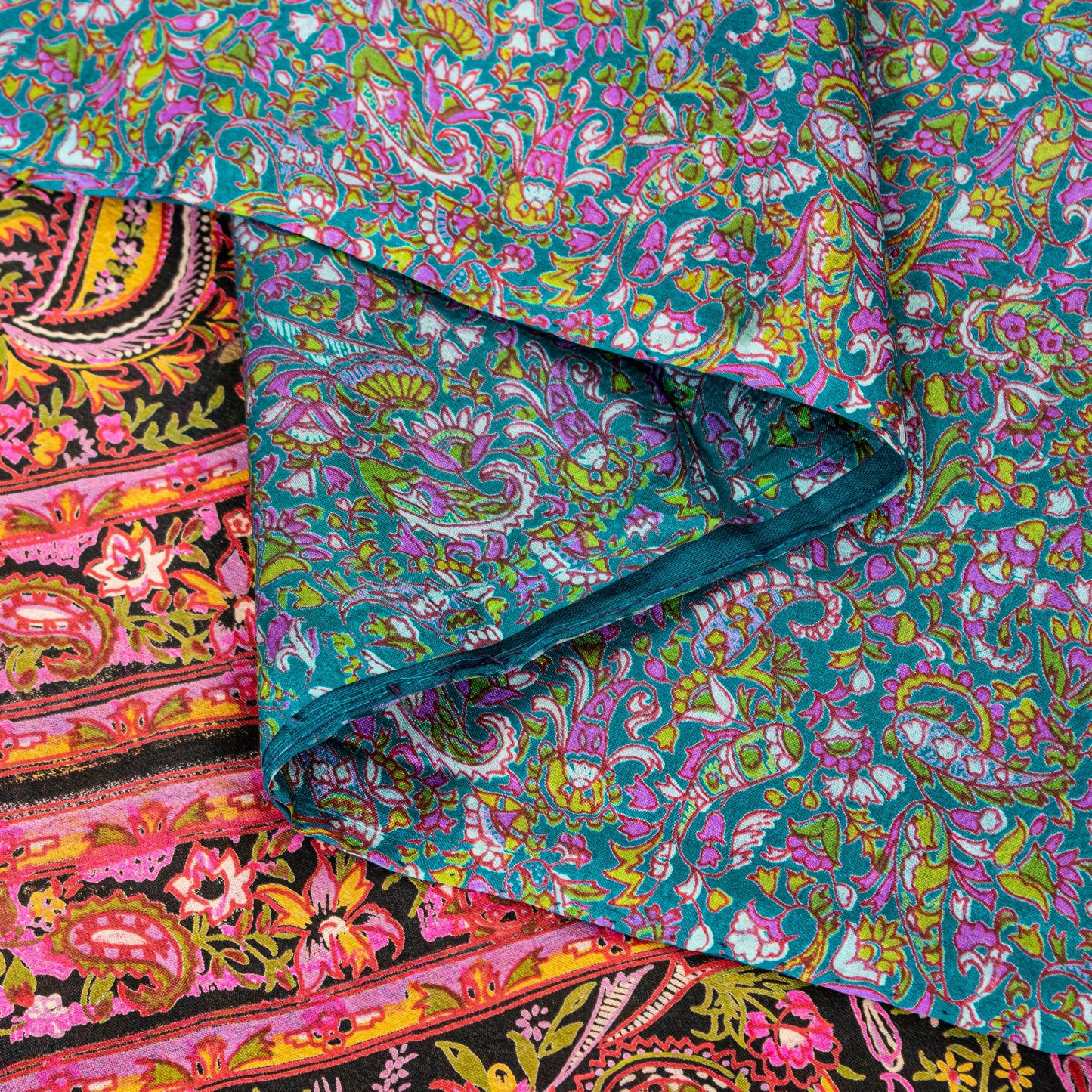 Sanskriti Vintage Sarees Indian Blue Pure Silk Paisley Printed Sari 6+YYD Craft