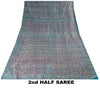Sanskriti Vintage Sarees Indian Blue Pure Silk Paisley Printed Sari 6+YYD Craft