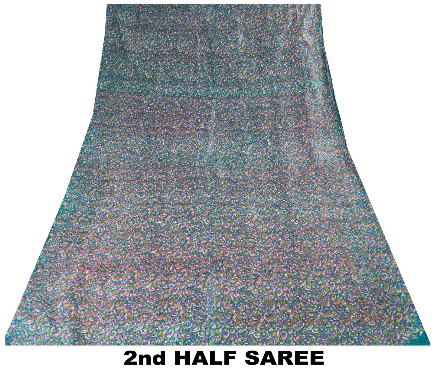 Sanskriti Vintage Sarees Indian Blue Pure Silk Paisley Printed Sari 6+YYD Craft