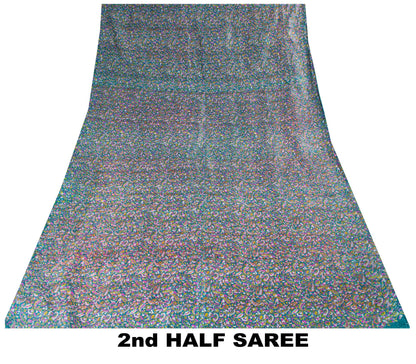 Sanskriti Vintage Sarees Indian Blue Pure Silk Paisley Printed Sari 6+YYD Craft