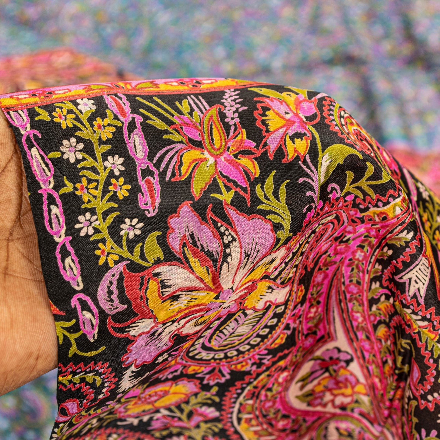 Sanskriti Vintage Sarees Indian Blue Pure Silk Paisley Printed Sari 6+YYD Craft