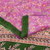 Sanskriti Vintage Sarees Pink Pure Silk Floral Print 5YD Sari Quilting Material