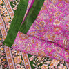 Sanskriti Vintage Sarees Pink Pure Silk Floral Print 5YD Sari Quilting Material