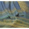 Sanskriti Vintage Sarees Green & Blue 100% Pure Silk Print Sari 5yd Craft Fabric
