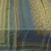 Sanskriti Vintage Sarees Green & Blue 100% Pure Silk Print Sari 5yd Craft Fabric