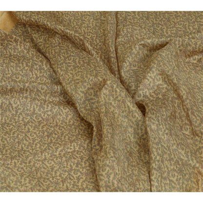 Sanskriti Vintage Sarees Olive Green Pure Silk Floral Printed 5YD Quilting Sari