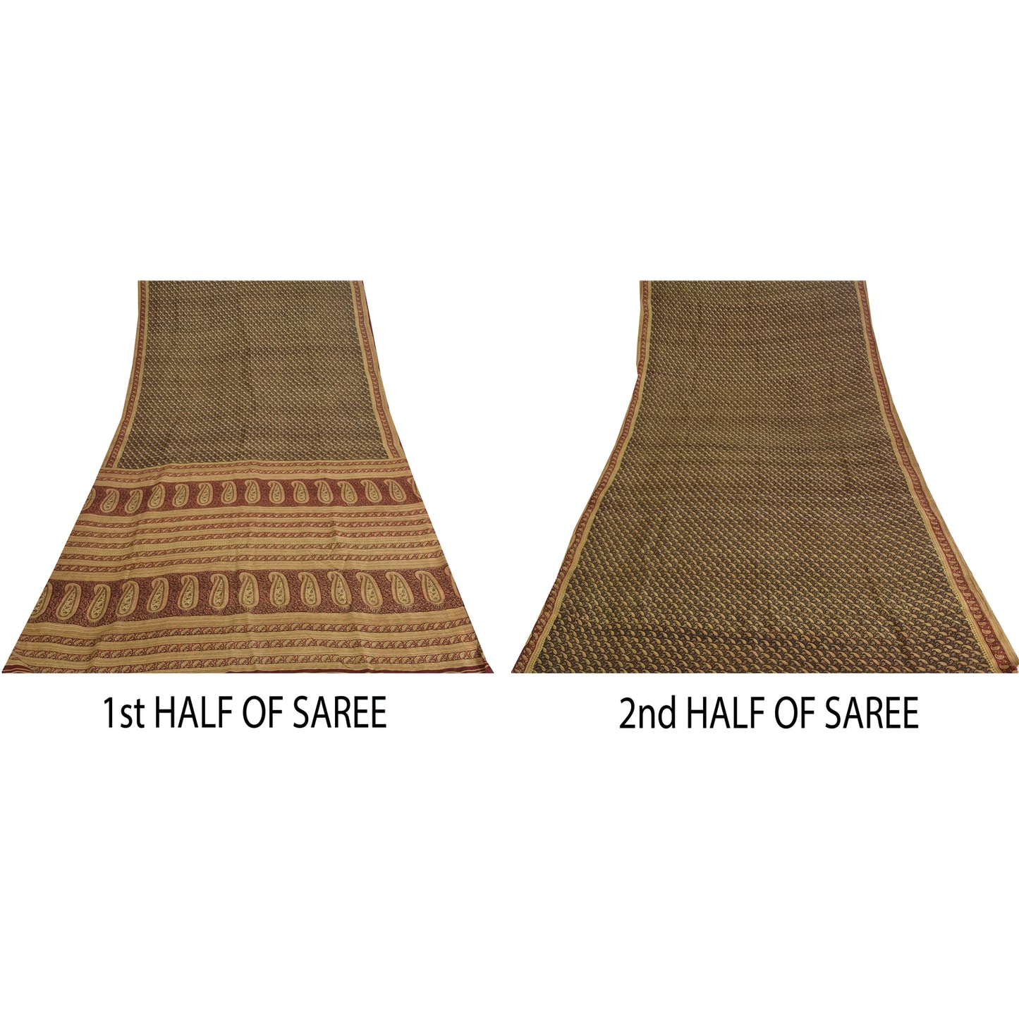 Sanskriti Vintage Sarees Black/Red Pure Silk Printed Sari Floral Craft Fabric