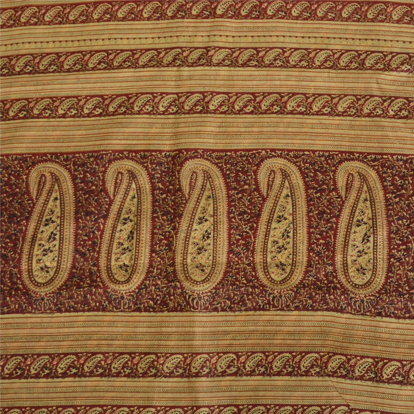 Sanskriti Vintage Sarees Black/Red Pure Silk Printed Sari Floral Craft Fabric