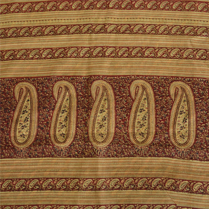 Sanskriti Vintage Sarees Black/Red Pure Silk Printed Sari Floral Craft Fabric