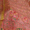 Sanskriti Vintage Sarees Pink/Green Zari Border Pure Silk Printed Sari Sustainable Fabric