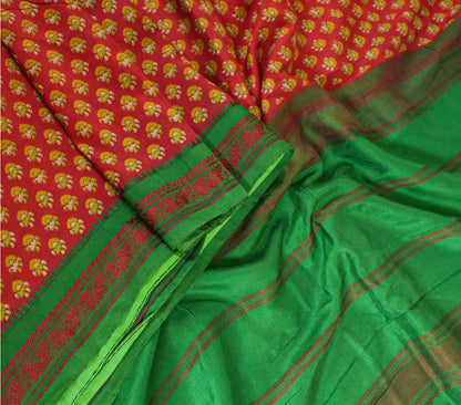 Sanskriti Vintage Sarees Printed Pure Silk Sari Quilting Felting Craft Sustainable Fabric