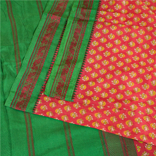 Sanskriti Vintage Sarees Printed Pure Silk Sari Quilting Felting Craft Sustainable Fabric