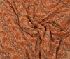 Sanskriti Vintage Sarees Indian Orange Printed Pure Silk Sari Soft Craft Sustainable Fabric