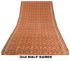 Sanskriti Vintage Sarees Indian Orange Printed Pure Silk Sari Soft Craft Sustainable Fabric