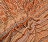Sanskriti Vintage Sarees Indian Orange Printed Pure Silk Sari Soft Craft Sustainable Fabric