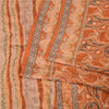 Sanskriti Vintage Sarees Indian Orange Printed Pure Silk Sari Soft Craft Sustainable Fabric