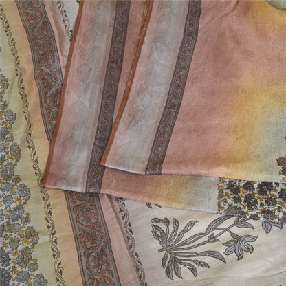 Sanskriti Vintage Sarees Indian Multi Printed Woven Pure Silk Sari Craft Fabric