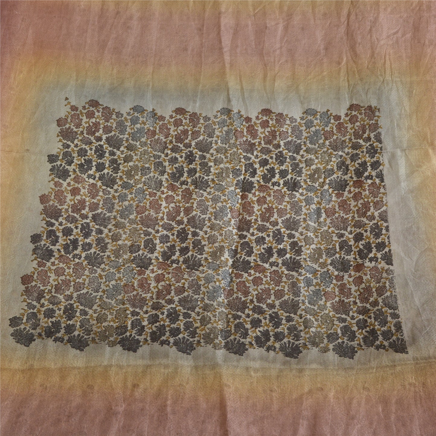 Sanskriti Vintage Sarees Indian Multi Printed Woven Pure Silk Sari Craft Fabric