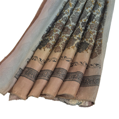 Sanskriti Vintage Sarees Indian Multi Printed Woven Pure Silk Sari Craft Fabric