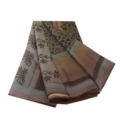 Sanskriti Vintage Sarees Indian Multi Printed Woven Pure Silk Sari Craft Fabric