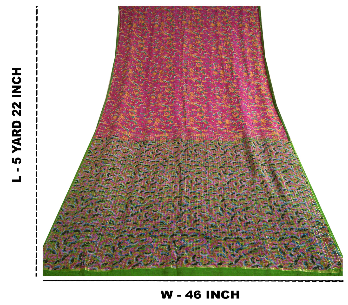 Sanskriti Vintage Sarees Indian Pink Pure Silk Printed Woven Sari Craft Sustainable Fabric