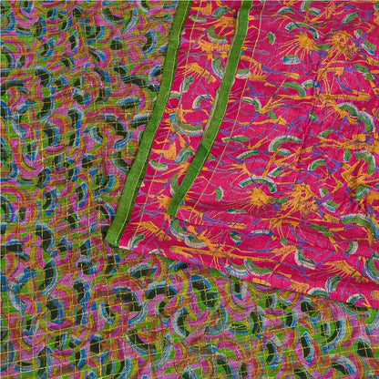 Sanskriti Vintage Sarees Indian Pink Pure Silk Printed Woven Sari Craft Sustainable Fabric