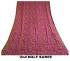 Sanskriti Vintage Sarees Indian Pink Pure Silk Printed Woven Sari Craft Sustainable Fabric