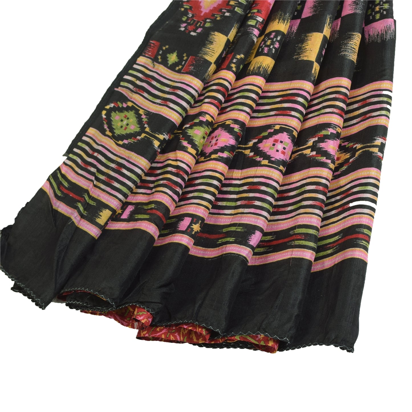 Sanskriti Vintage Sarees Indian Red Pure Silk Printed Sari Soft 5yd Craft Fabric