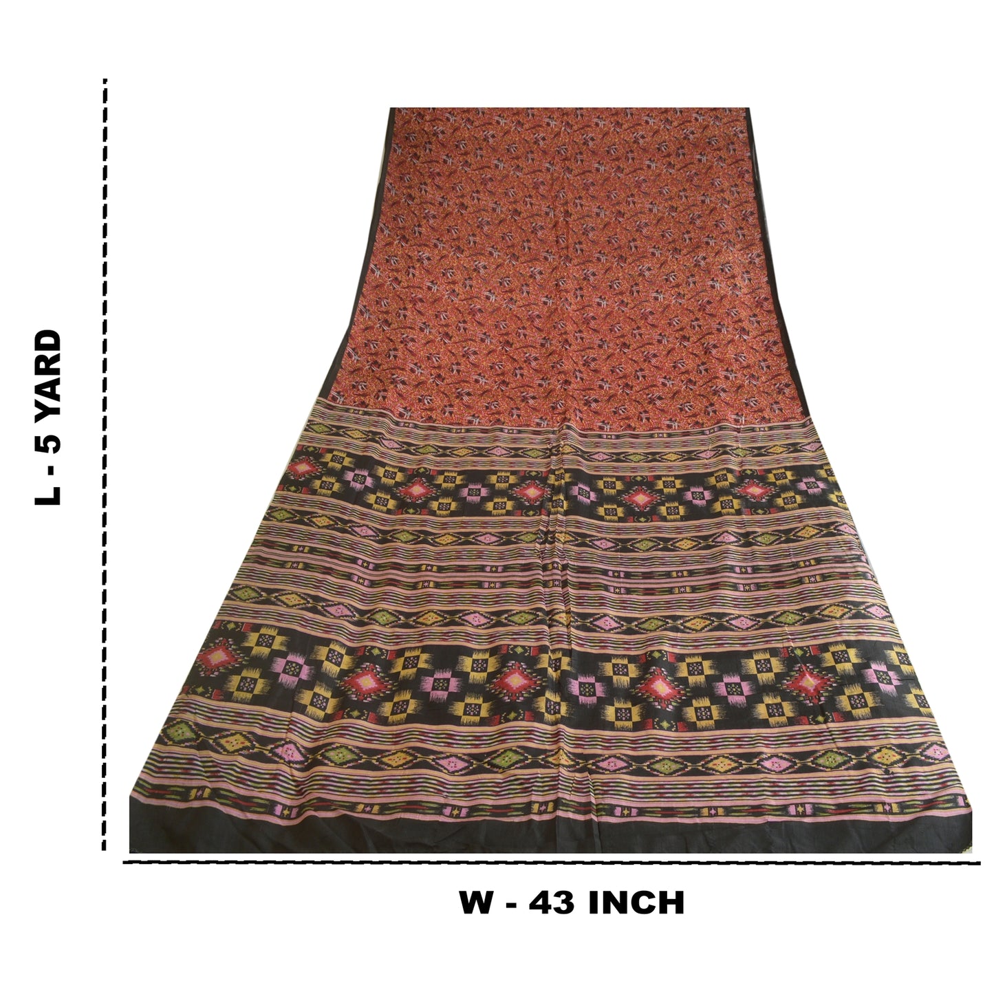Sanskriti Vintage Sarees Indian Red Pure Silk Printed Sari Soft 5yd Craft Fabric
