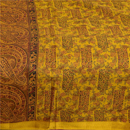 Sanskriti Vintage Sarees Indisk Safran Ren Silke Trykt Sari 5yd Håndværk Bæredygtigt Stoff