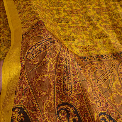 Sanskriti Vintage Sarees Indisk Safran Ren Silke Trykt Sari 5yd Håndværk Bæredygtigt Stoff
