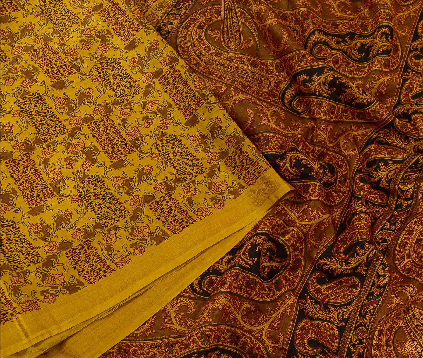 Sanskriti Vintage Sarees Indisk Safran Ren Silke Trykt Sari 5yd Håndværk Bæredygtigt Stoff