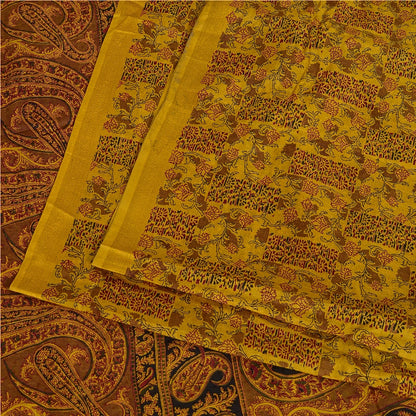 Sanskriti Vintage Sarees Indisk Safran Ren Silke Trykt Sari 5yd Håndværk Bæredygtigt Stoff