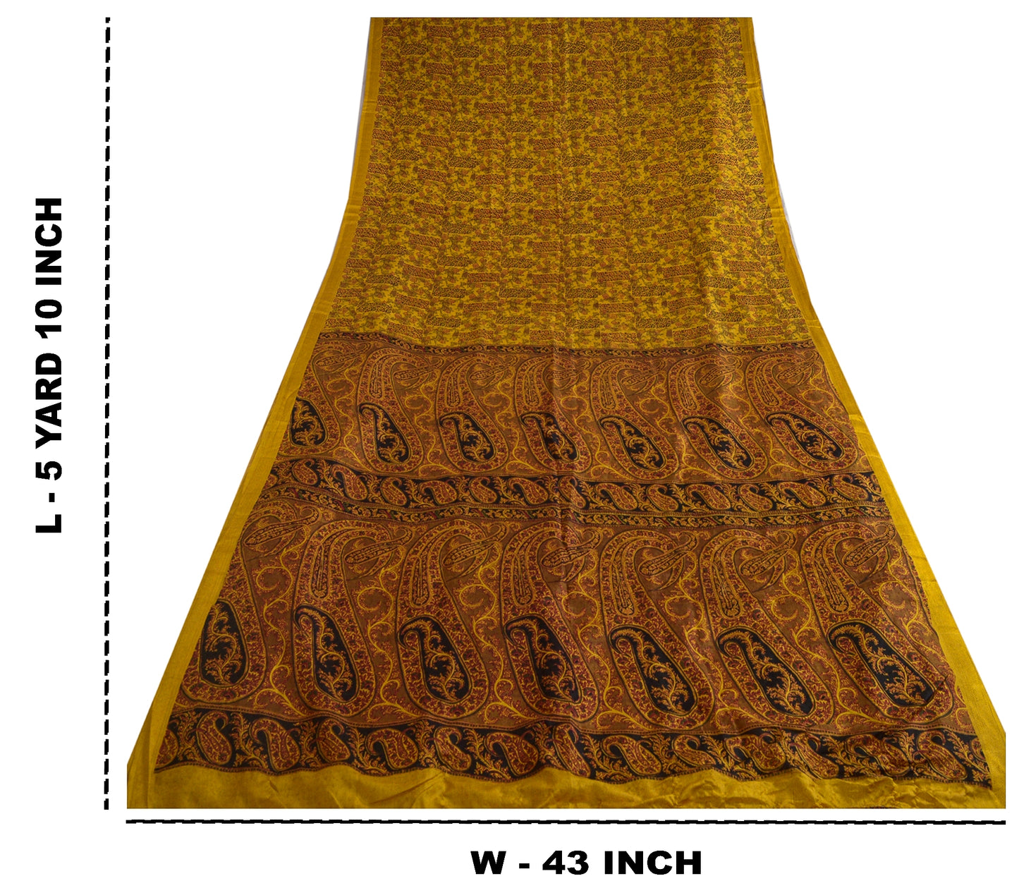 Sanskriti Vintage Sarees Indisk Safran Ren Silke Trykt Sari 5yd Håndværk Bæredygtigt Stoff