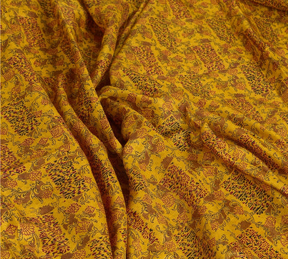 Sanskriti Vintage Sarees Indisk Safran Ren Silke Trykt Sari 5yd Håndværk Bæredygtigt Stoff