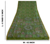 Sanskriti Vintage Sarees Green Zari Border Pure Silk Printed Sari Craft Sustainable Fabric