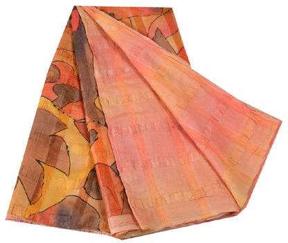 Sanskriti Vintage Sarees Indian Multi Pure Silk Printed Sari 5yd Craft Sustainable Fabric