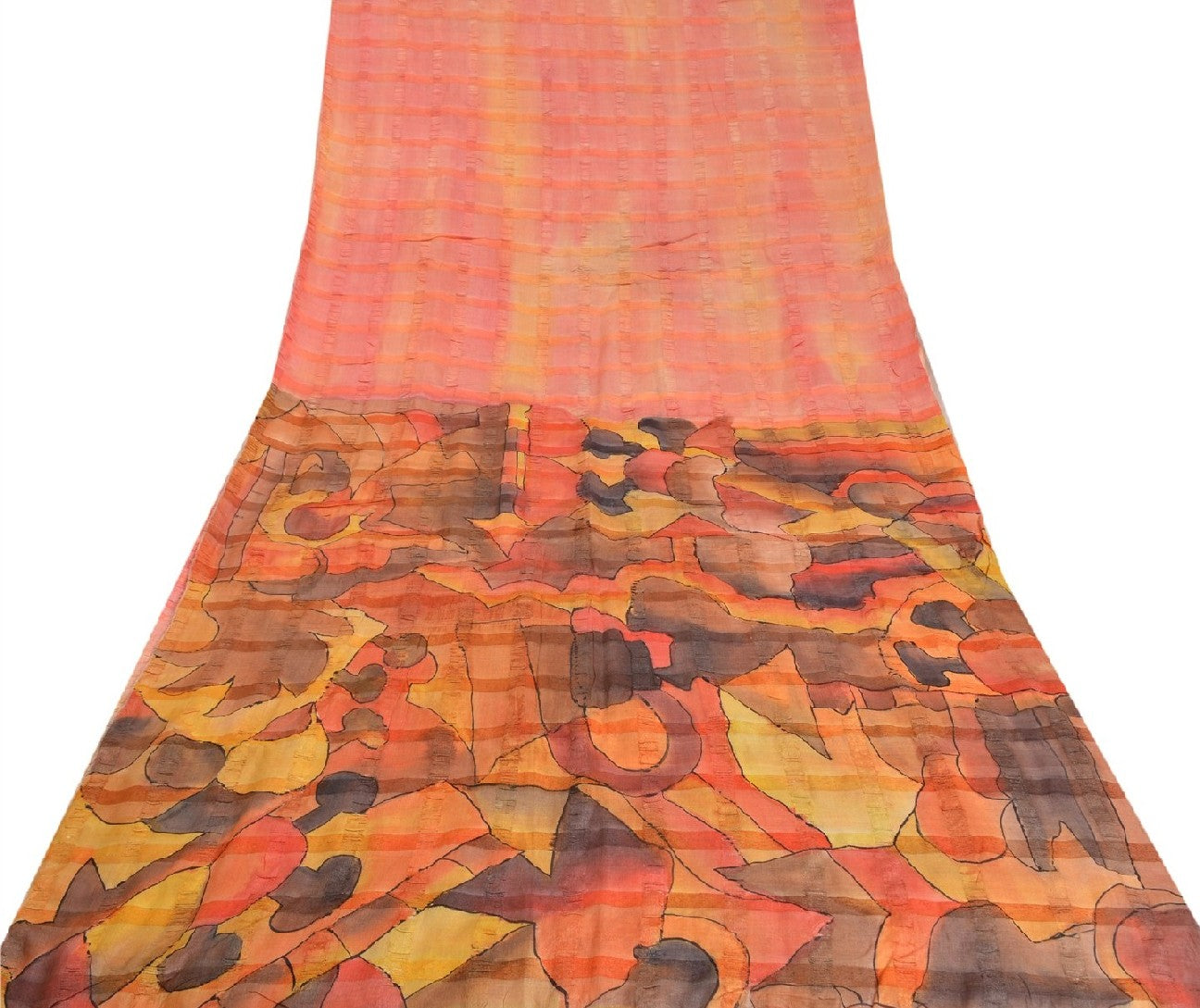 Sanskriti Vintage Sarees Indian Multi Pure Silk Printed Sari 5yd Craft Sustainable Fabric