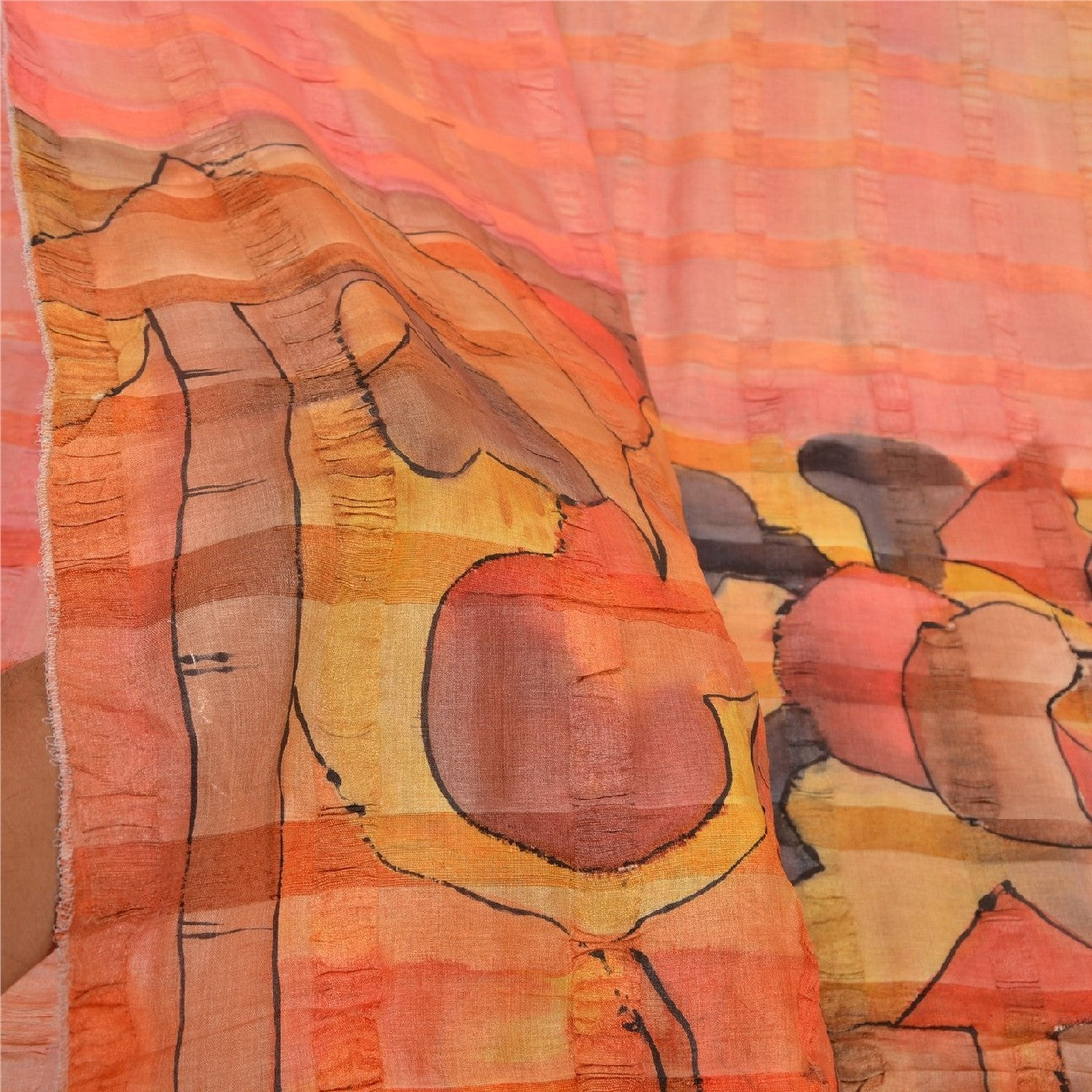 Sanskriti Vintage Sarees Indian Multi Pure Silk Printed Sari 5yd Craft Sustainable Fabric