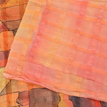 Sanskriti Vintage Sarees Indian Multi Pure Silk Printed Sari 5yd Craft Sustainable Fabric